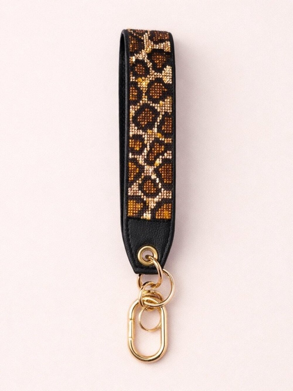 NWT Victoria’s Secret Gold Animal Print Keychain Holder Wristlet